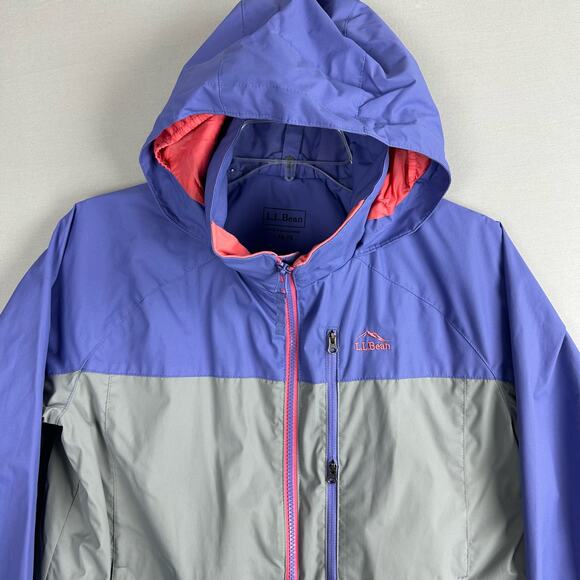 LL Bean Girls Winter Snow Jacket Shell Large 14-16 Roll-up Hood Purple Gray - Picture 1 of 11
